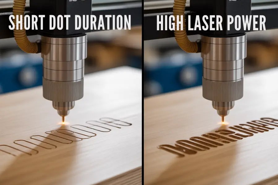 Dot duration vs laser power