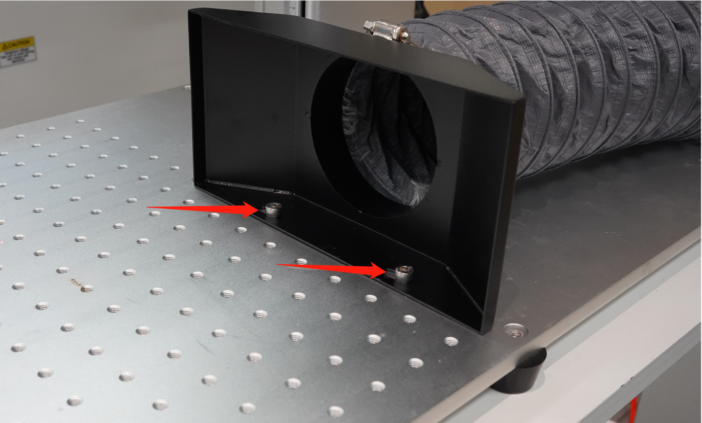 Exhaust flange secured to the Worktable with M6 screws