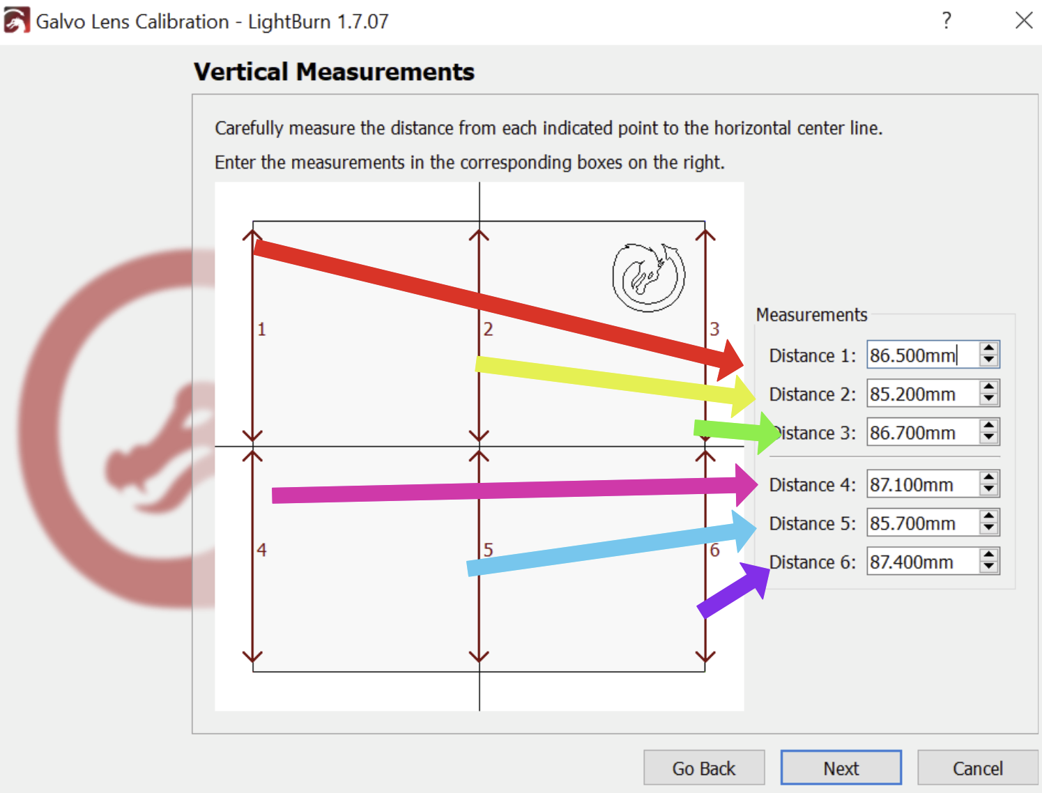 Vertical measurements input