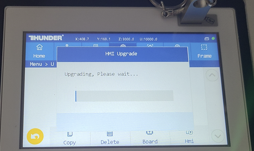 Screen is upgrading message