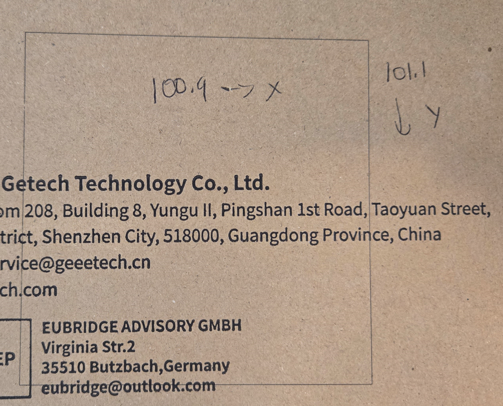 100mm square scaling test result