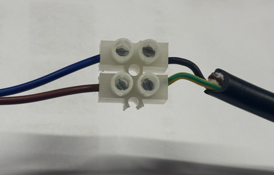 Step 1 - insert wires into terminal block