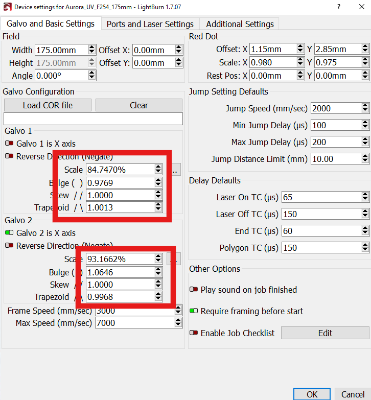 Device settings before reset