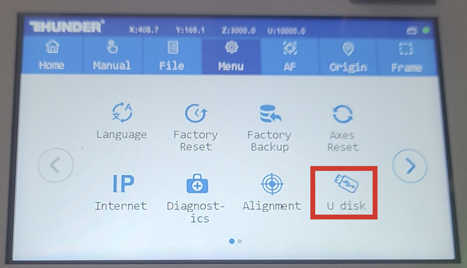 U Disk button on menu