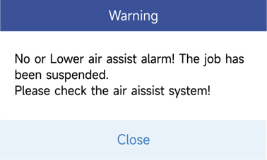 Air assist vendor parameter screen