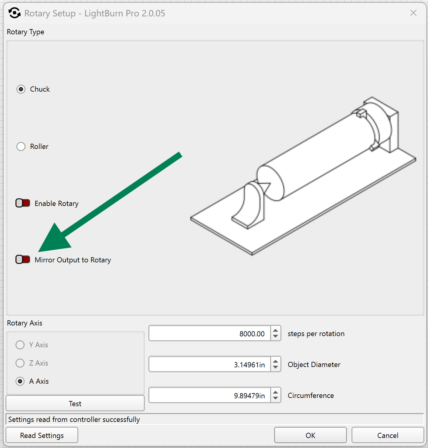 Lightburn mirror option