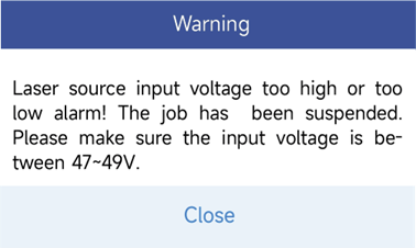 July/August machine start alarm — 48V supply check