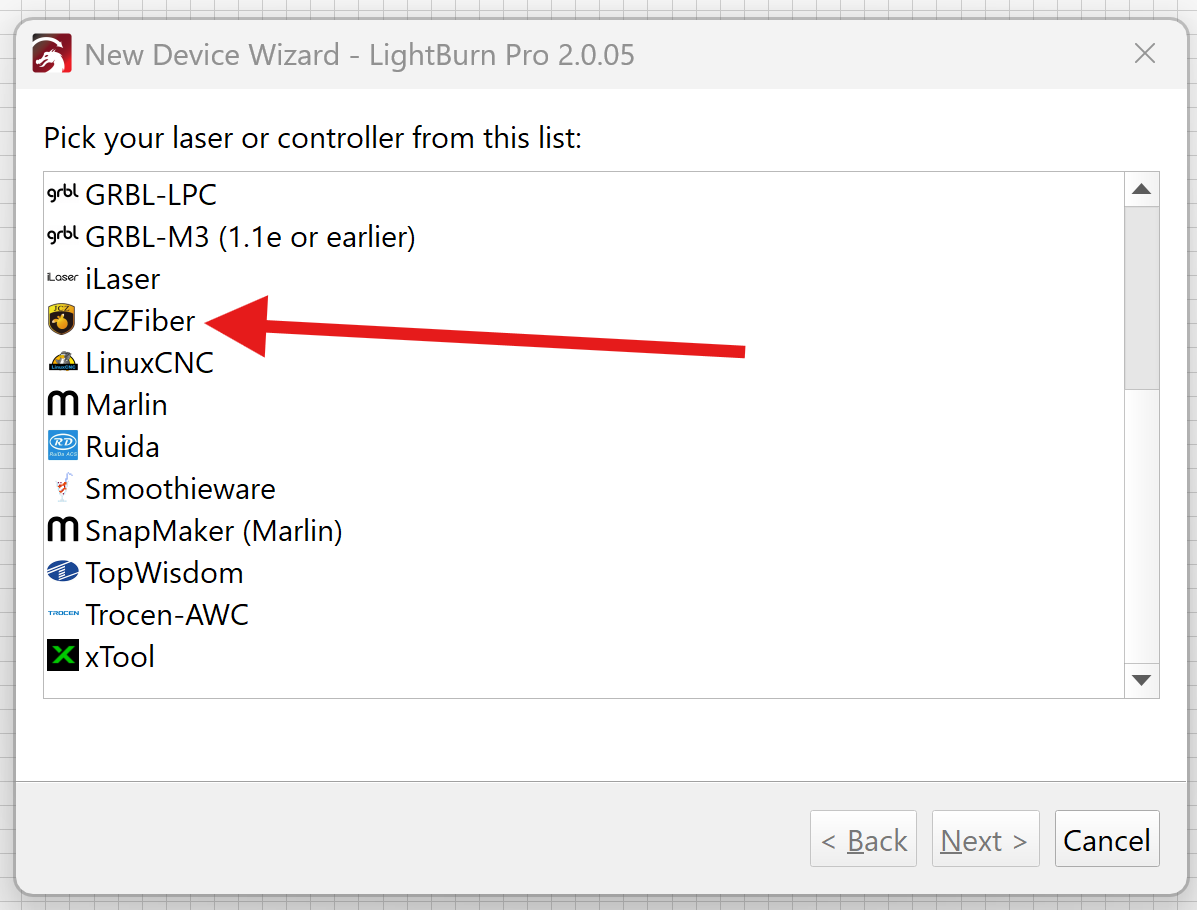 Fiber device location in device list