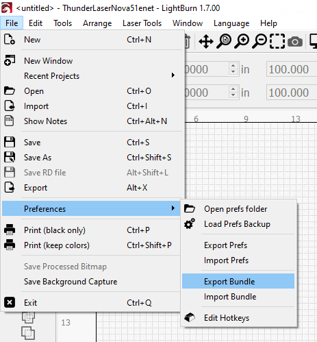 Navigate to Export Bundles