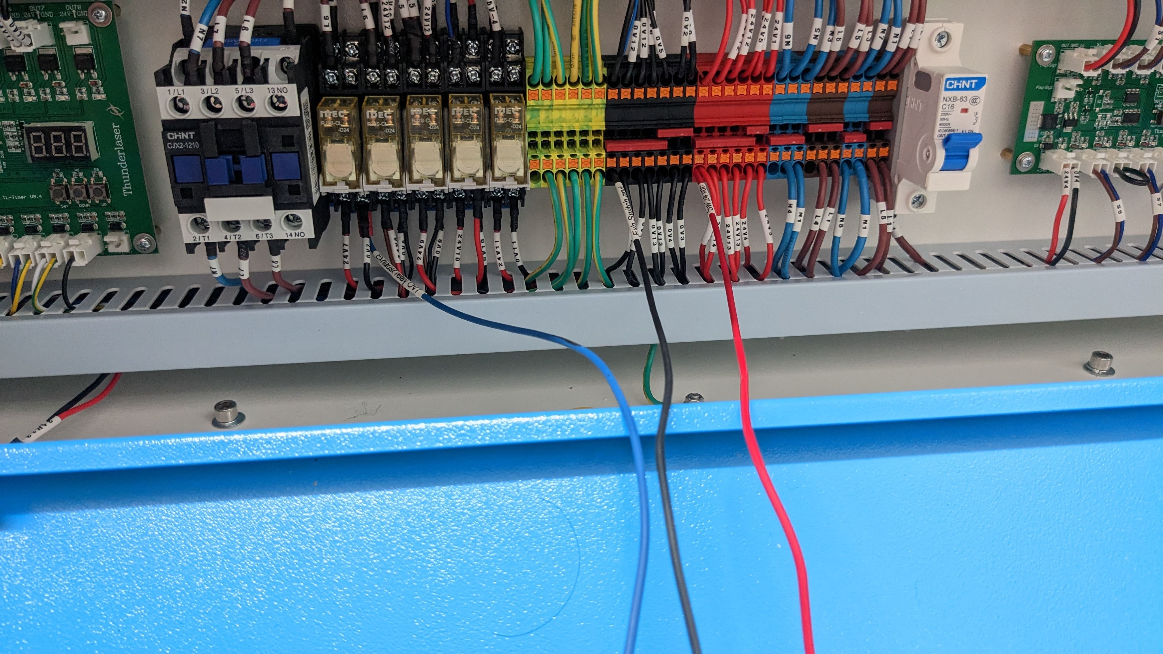 Wiring at relay and terminal blocks