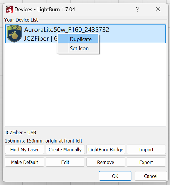 Right-click duplicate option in Device Manager