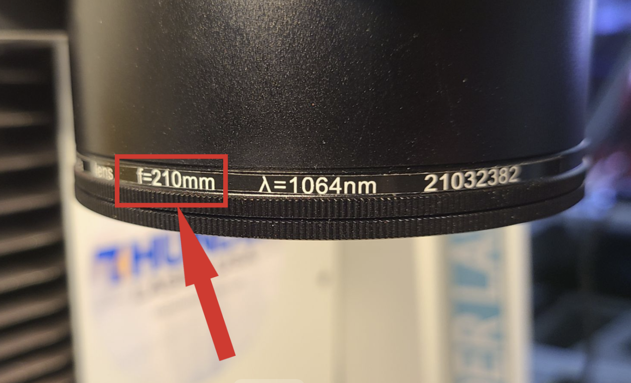 Focal lens with F-### marking
