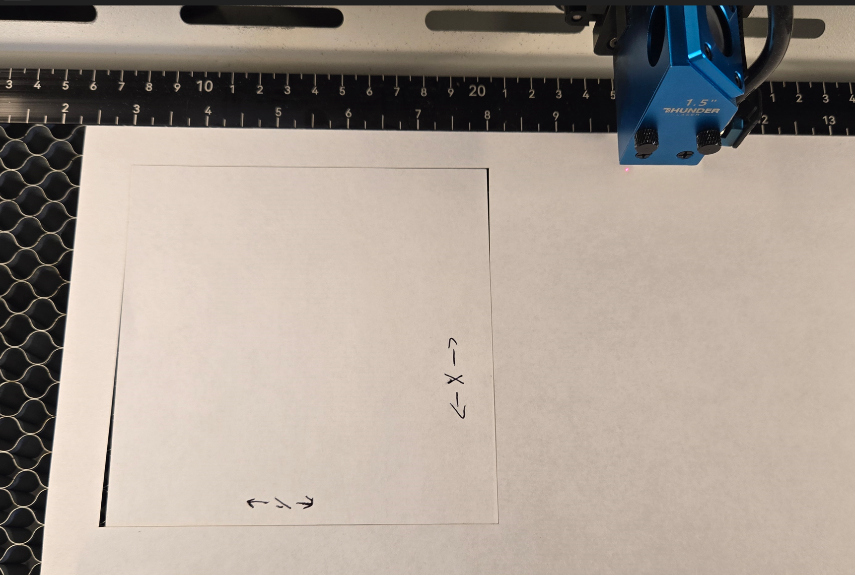 Square rotated back into cut pocket showing gaps