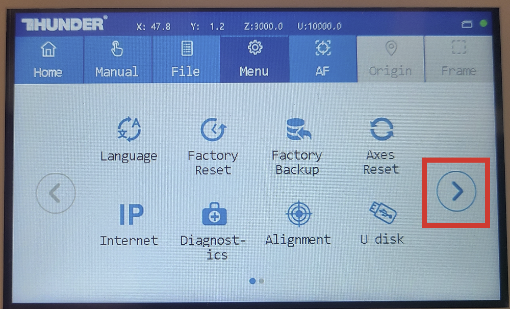 Right arrow to next page of icons