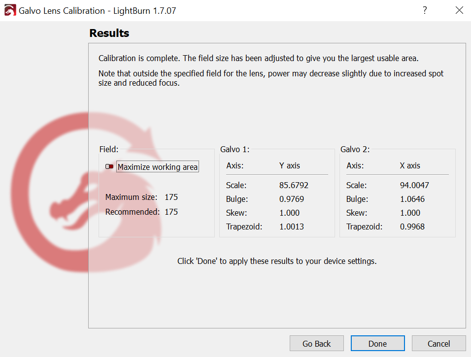 Calibration results summary