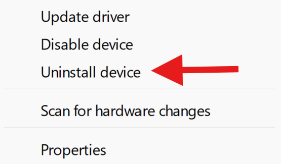 Right click uninstall device