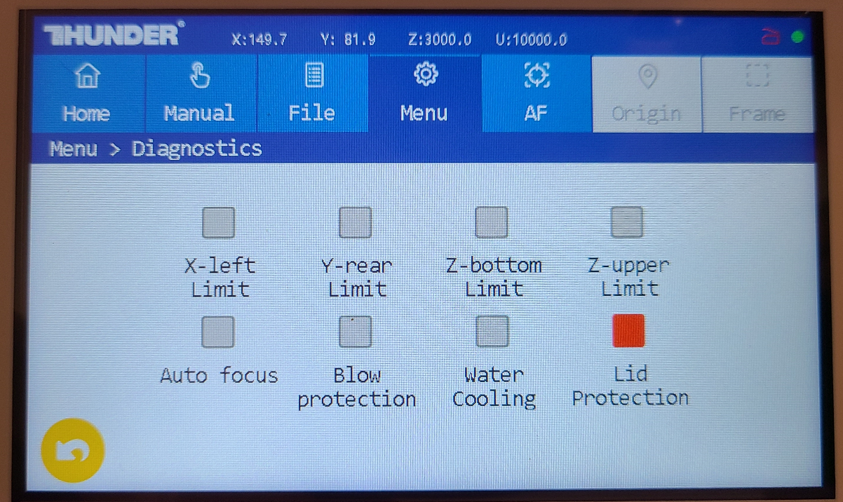 Y Axis Endstop Not Pressed, Expected Result (Lid Open)