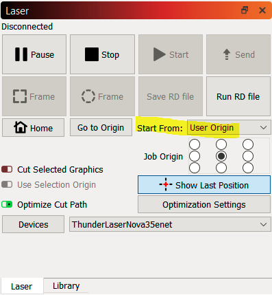 Lightburn User Origin Interface