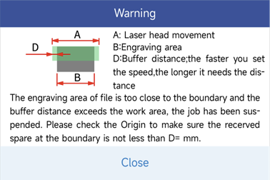 Not enough extended space warning screen