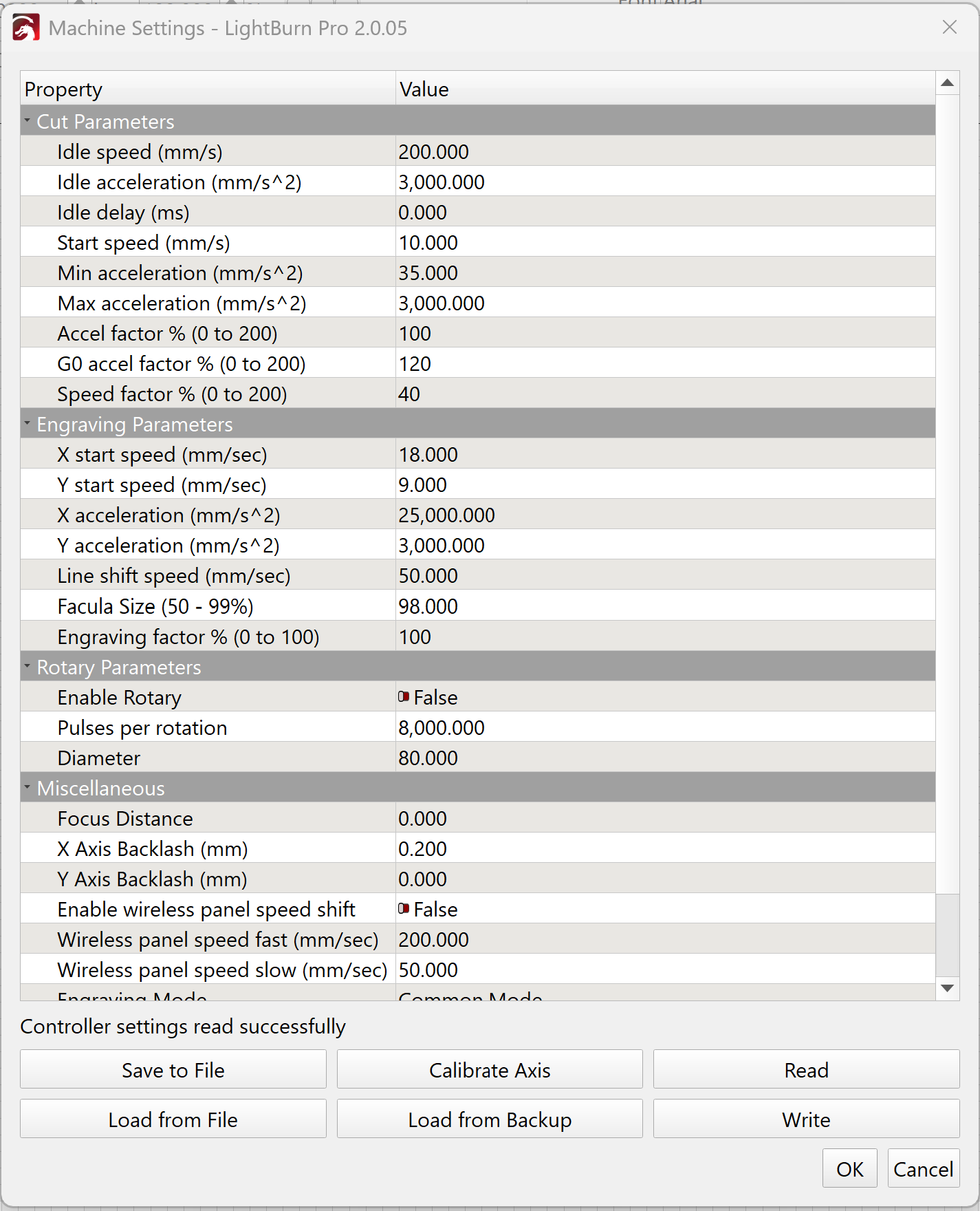 Save to File button in Machine Settings