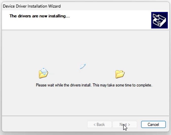 Installation progress screen