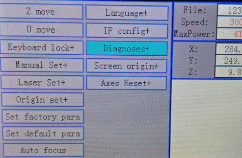 Diagnoses option in menu