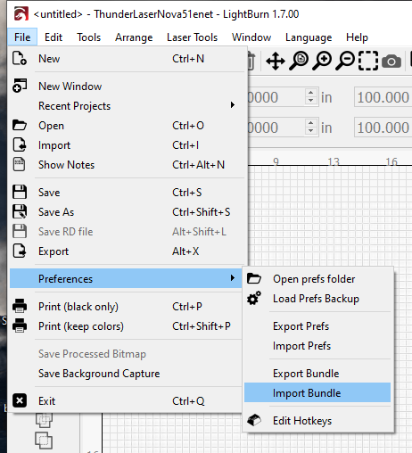 Navigate to Import Bundles