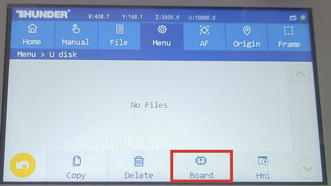 Board button on screen