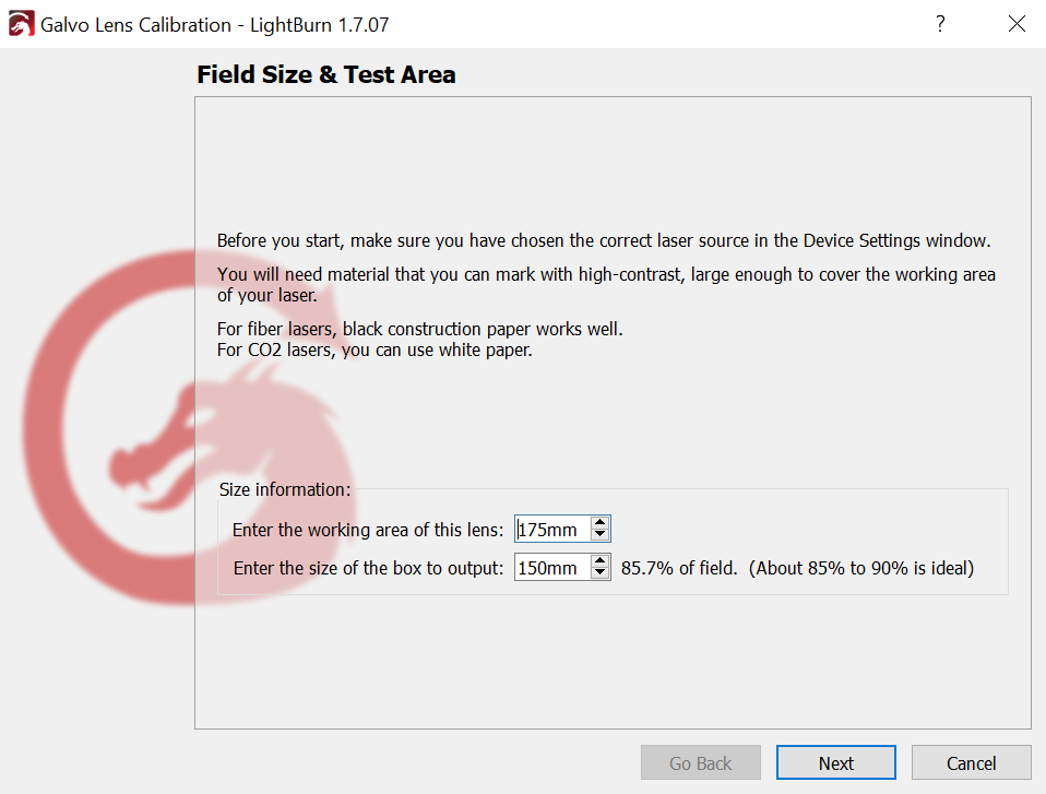 Field size settings