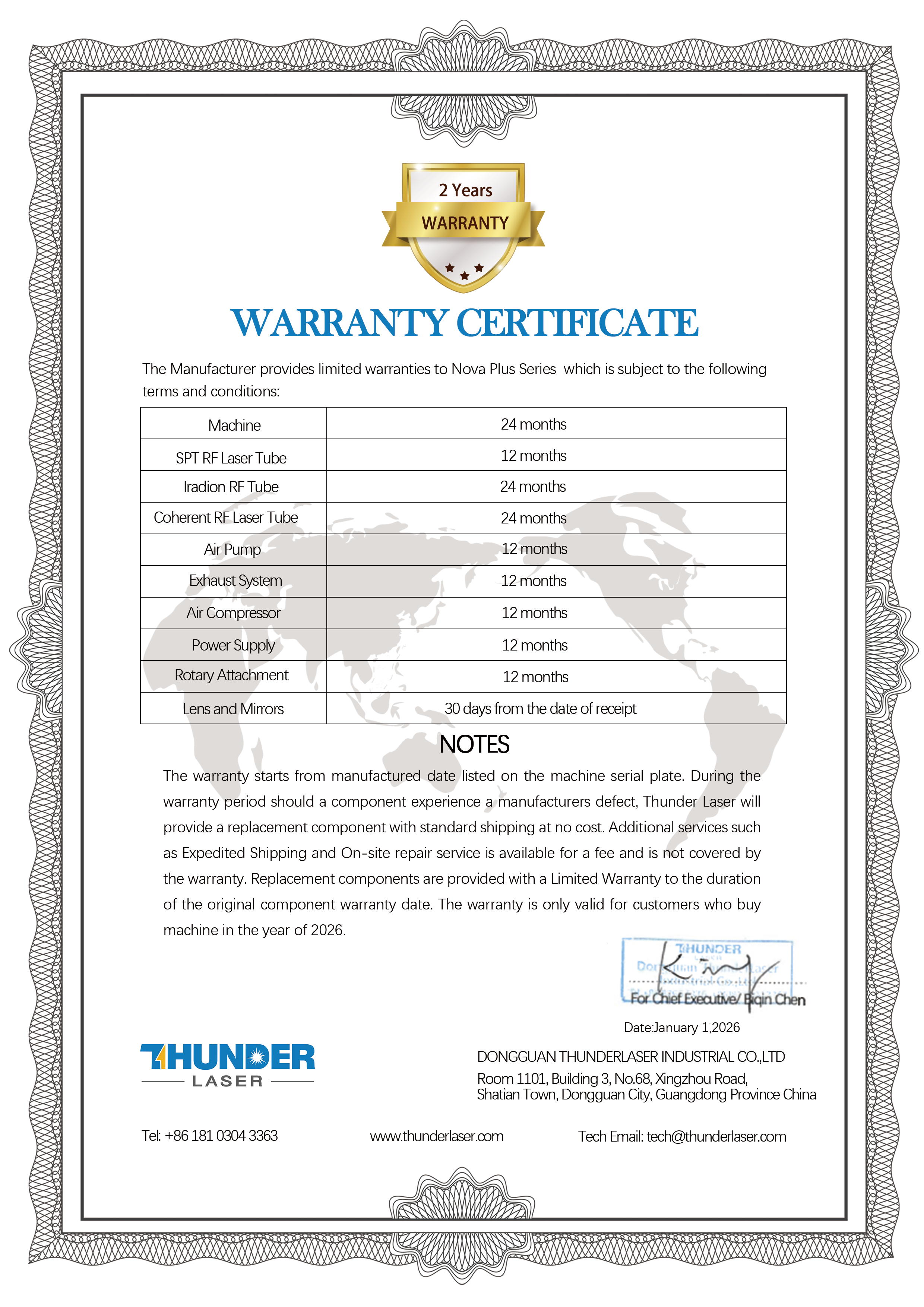 Nova Plus 2026 Certificate