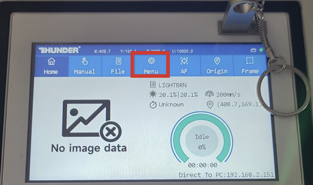Menu button on screen