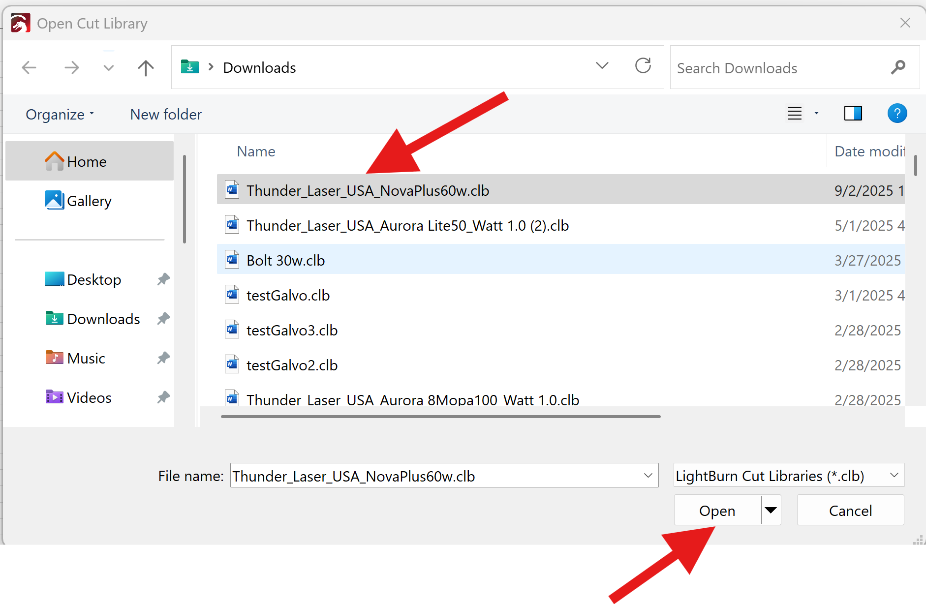 Navigate to library file and open