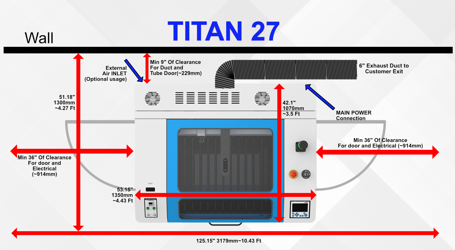Titan and Titan Pro 27 workspace layout diagram